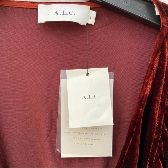 A.L.C. Carlo Cognac Rust Velvet Wrap Mini Dress - Picture 6 of 7